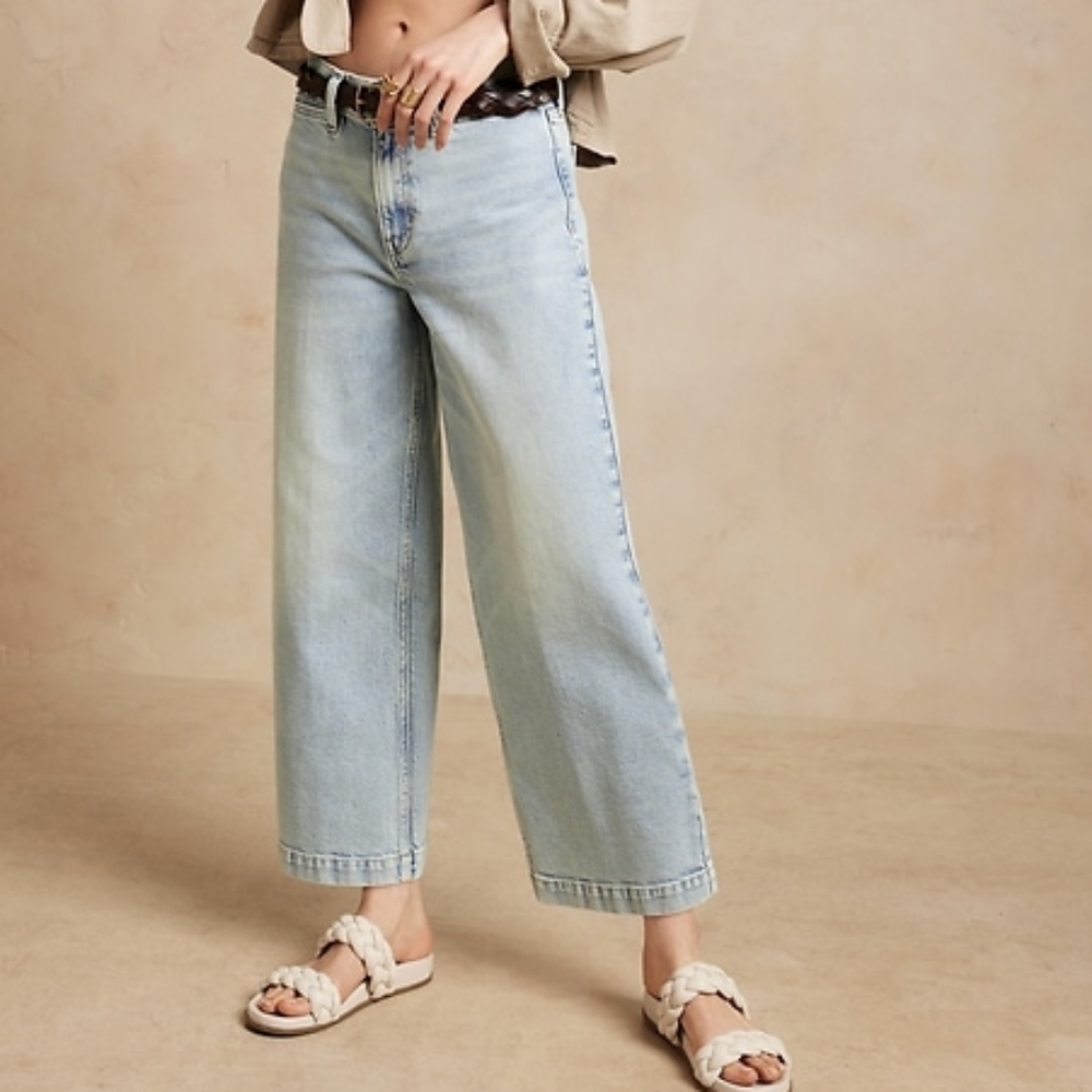 Banana Republic - The Wide-Leg Crop Jeans 814318 | Blue Light Wash: Size 26 - Picture 2 of 14